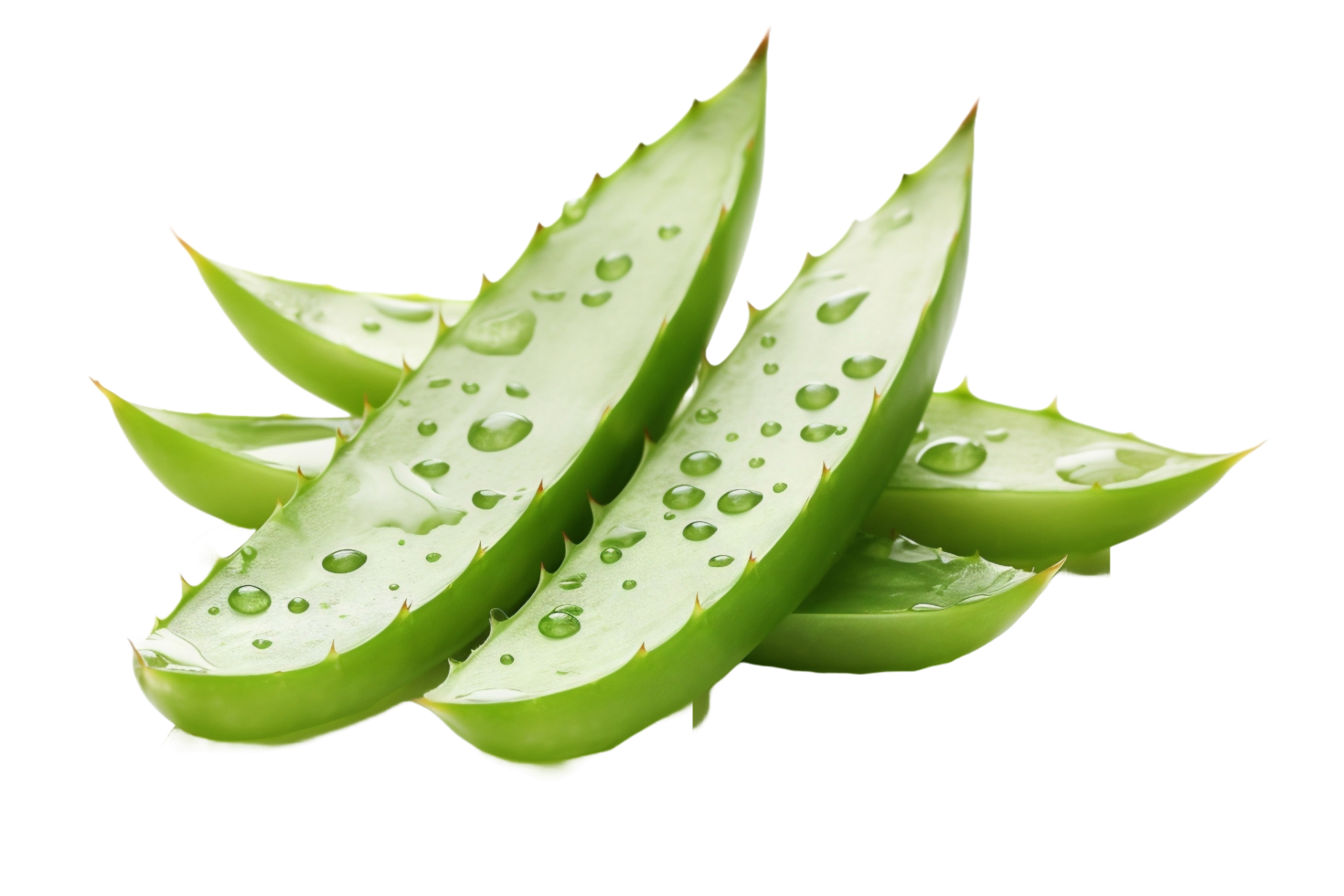 AI generated Aloe Vera Leaf with Water Droplets on Transparent Background png