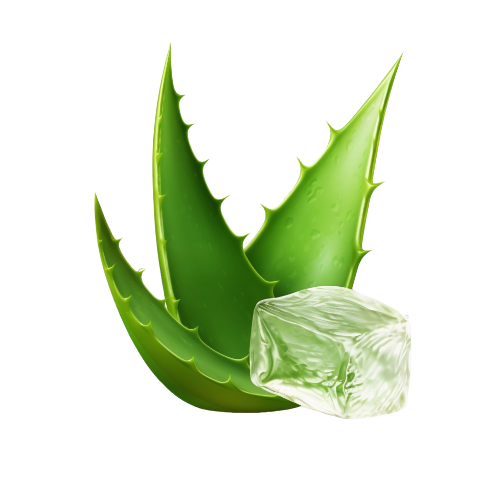 AI generated Fresh Aloe Vera Gel and Leaves on transparent  Background png