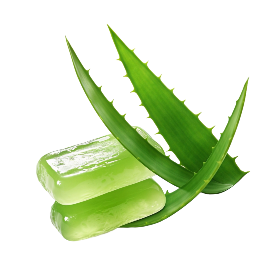 AI generated Fresh Aloe Vera Gel and Leaves on transparent  Background png
