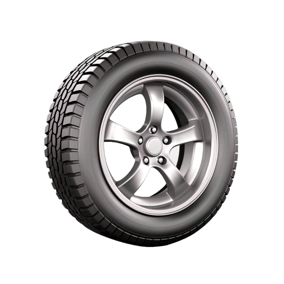 AI generated Modern Car Wheel with Alloy Rim Isolated on transparent Background png