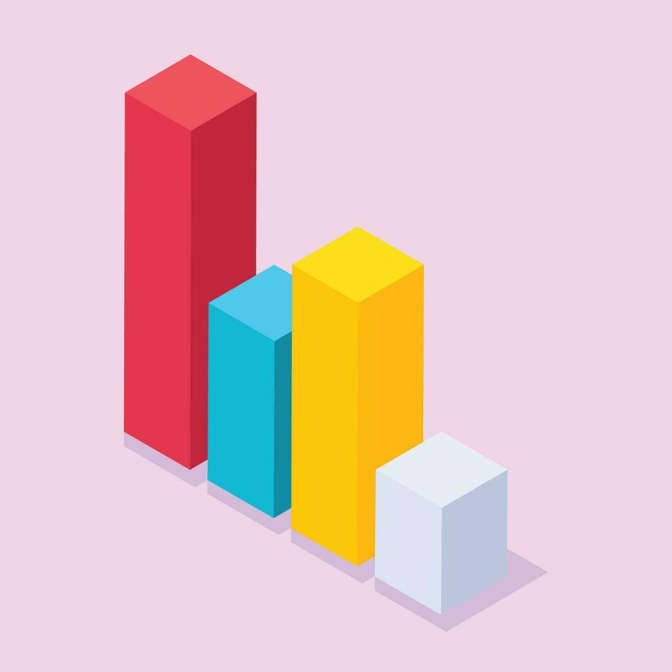 vector colored bar chart emphasizing growth isolated on pink background