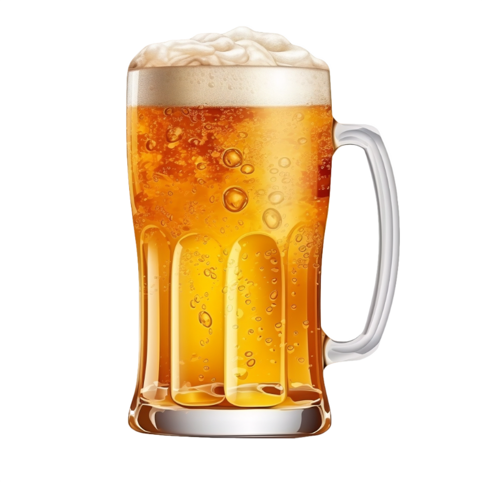 ai gegenereerd fotorealistisch bier mok met schuimig hoofd png