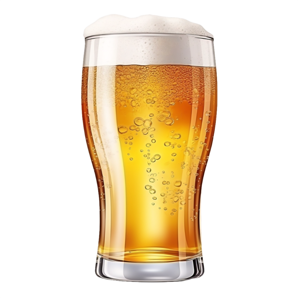 AI generated Sparkling Glass of Draft Beer isolated on transparent background png