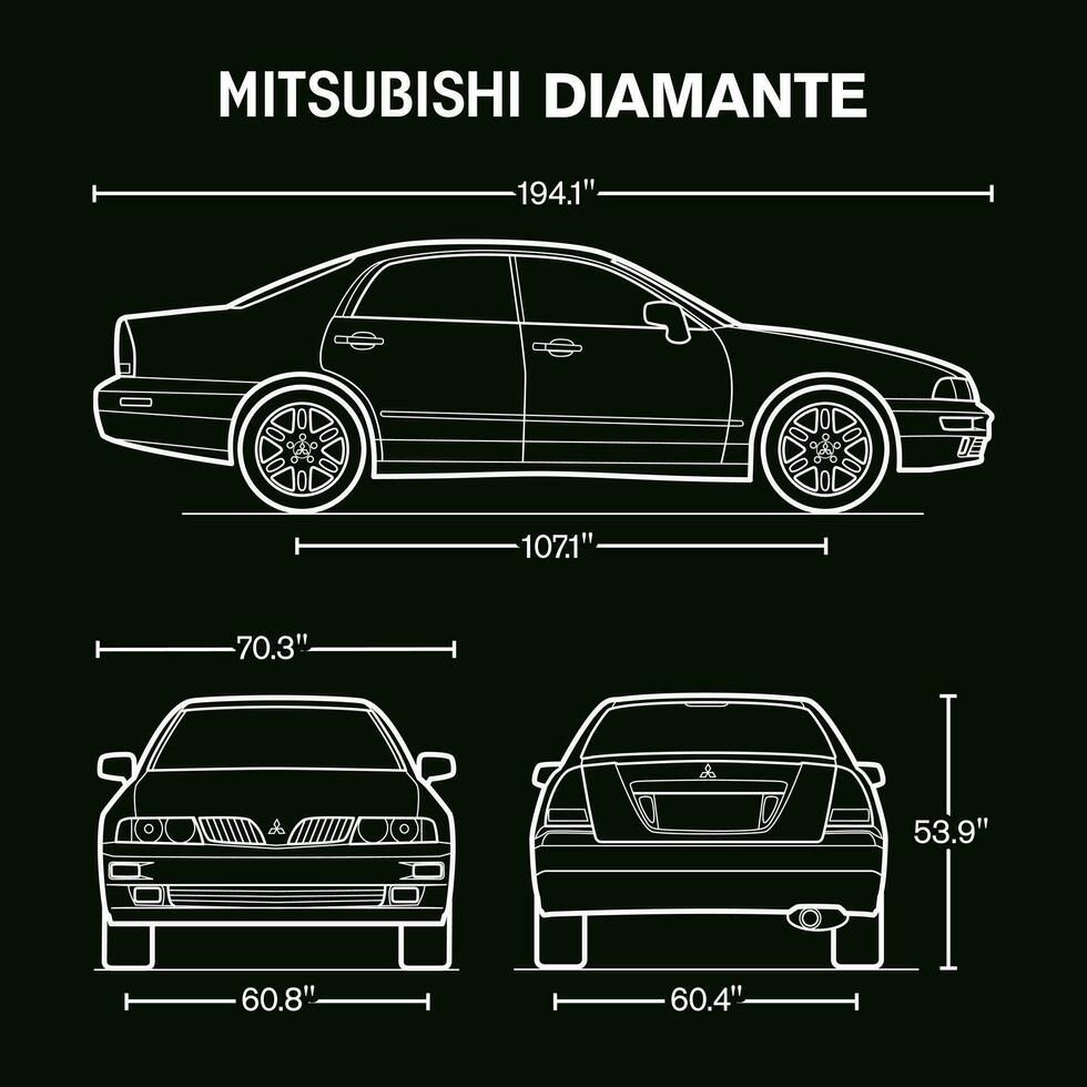 2003 mitsubishi diamante coche Plano vector