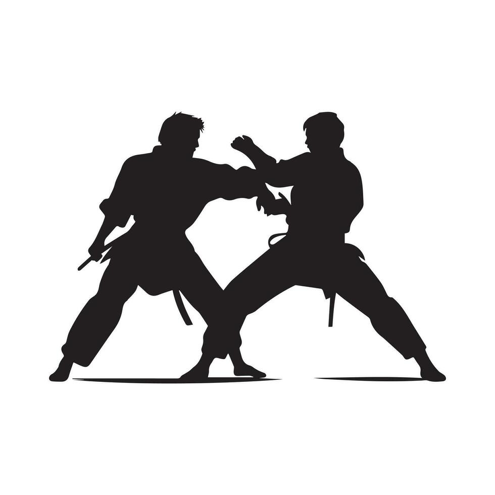 Martial arts fighter. Silhouette of a karate man. Vector illustration.