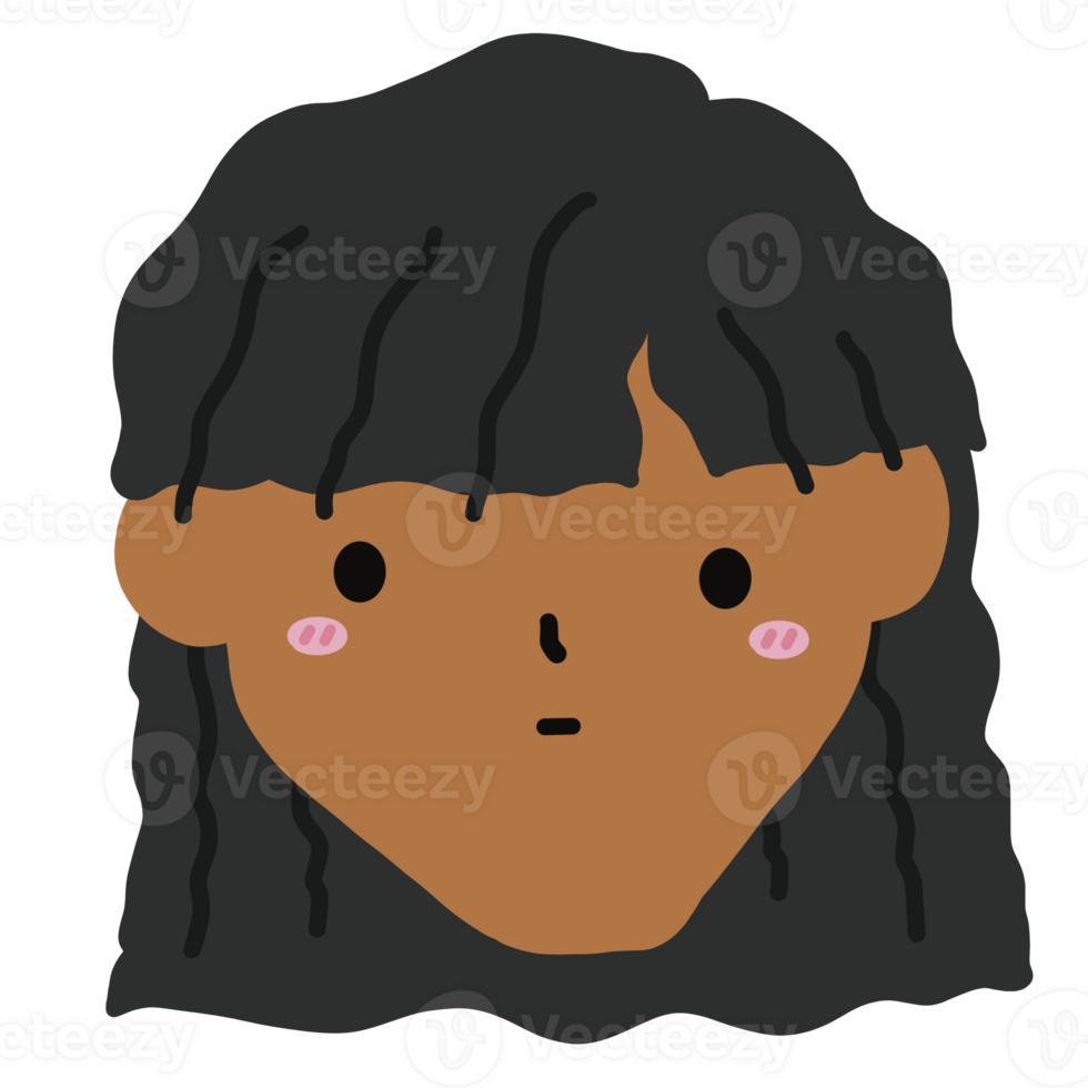 Woman Black Hair Face Head Cartoon illustration Portrait illustration Profile illustration png