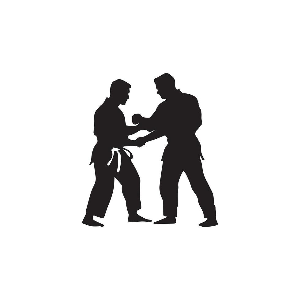 Martial arts fighter. Silhouette of a karate man. Vector illustration.