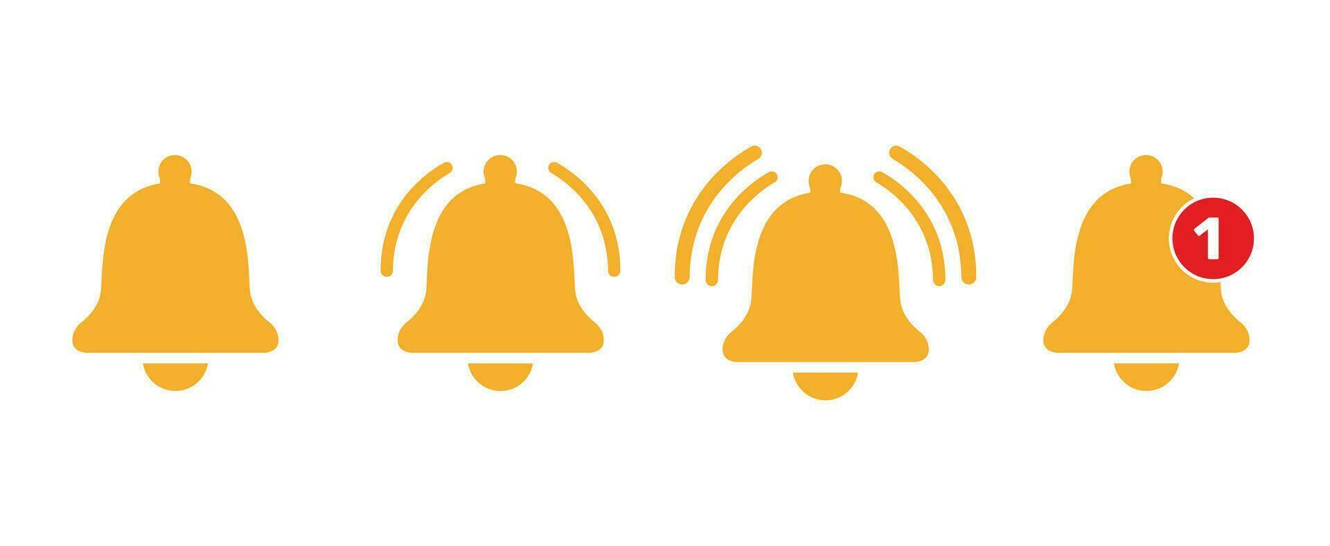 Notification bell icon set collection and Incoming inbox message . vector