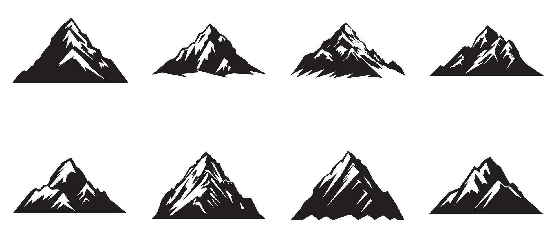 montaña todas conjunto icono logo modelo vector ilustración diseño.