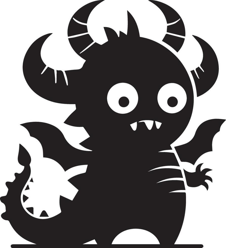 Minimal Funny Character, Dragon vector silhouette, black color silhouette, white background 18