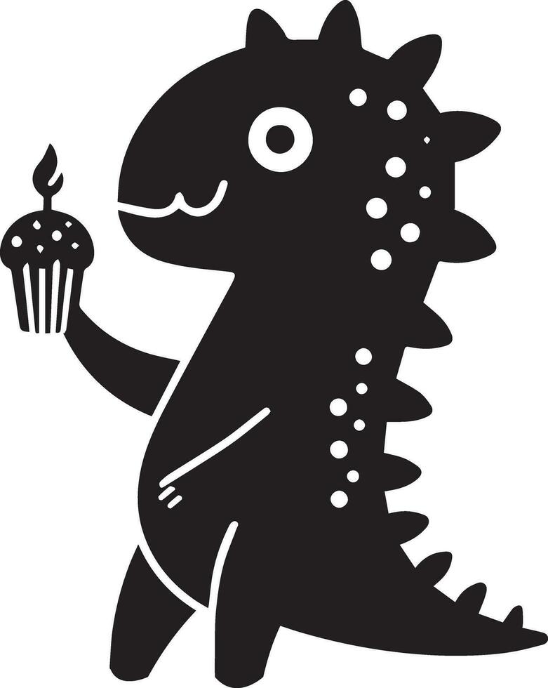 minimal Funny cartoon dinosaur vector silhouette, silhouette, black color, white background 12