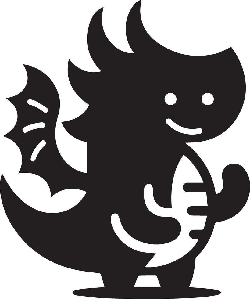 Minimal Funny Character, Dragon vector silhouette, black color silhouette, white background 19
