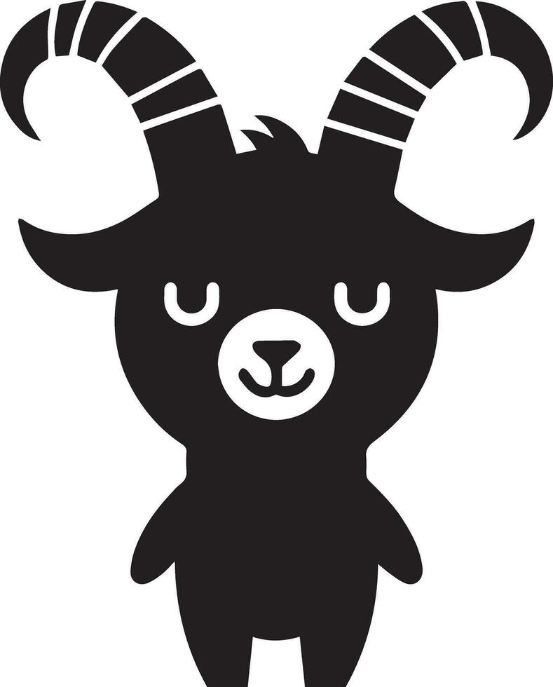 mínimo gracioso cabra personaje vector silueta, negro color silueta, blanco antecedentes 12