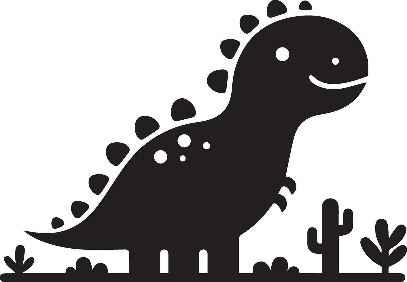 minimal Funny cartoon dinosaur vector silhouette, silhouette, black color, white background 11