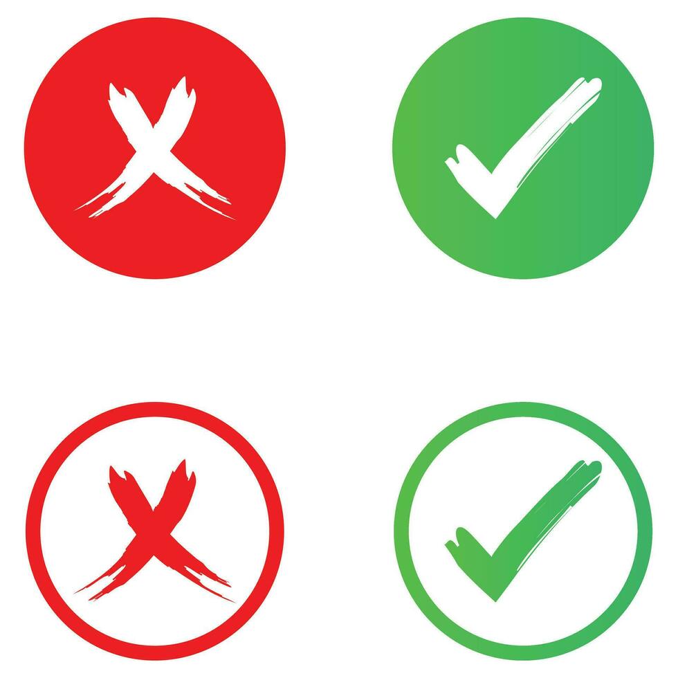 Tick and cross check mark design. vector