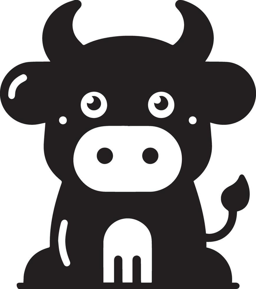 minimal funny cow flat character vector silhouette, silhouette, black color, white background 7