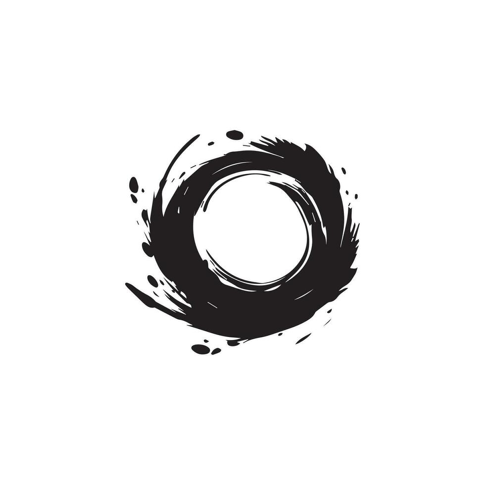 Brush circles round shape Stock black color design. vector