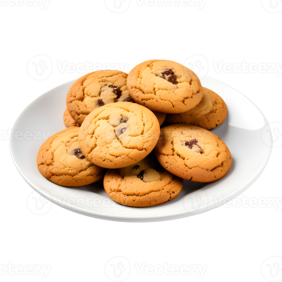 AI generated Plate of Chocolate Cookies Isolated on a Transparent Background png