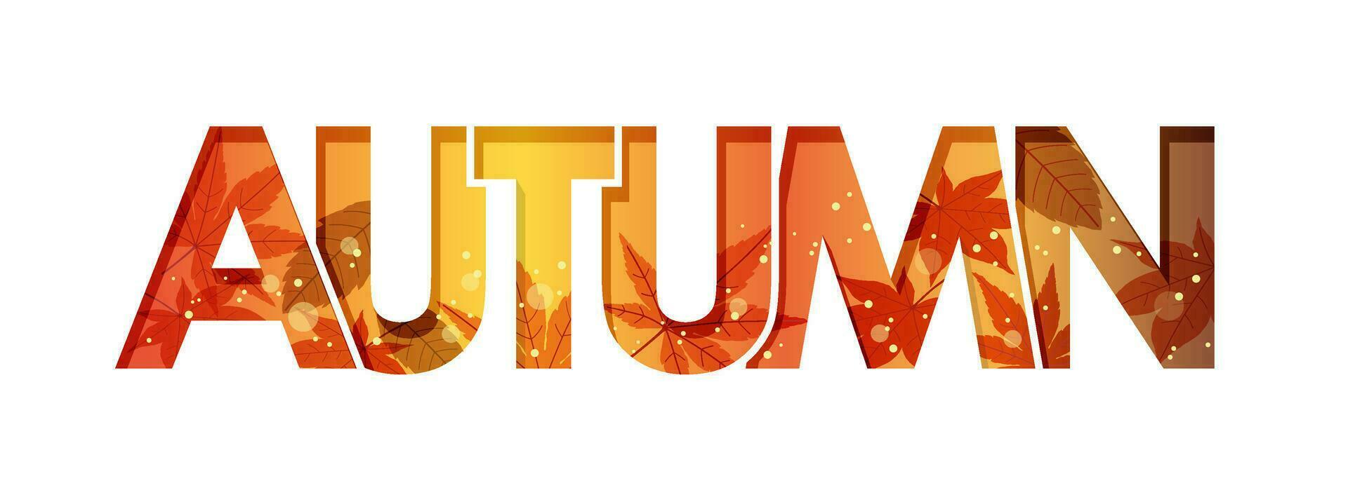 Decorative 3D Relief Autumn Logo. Vector Illustration Isolated On A White Background.