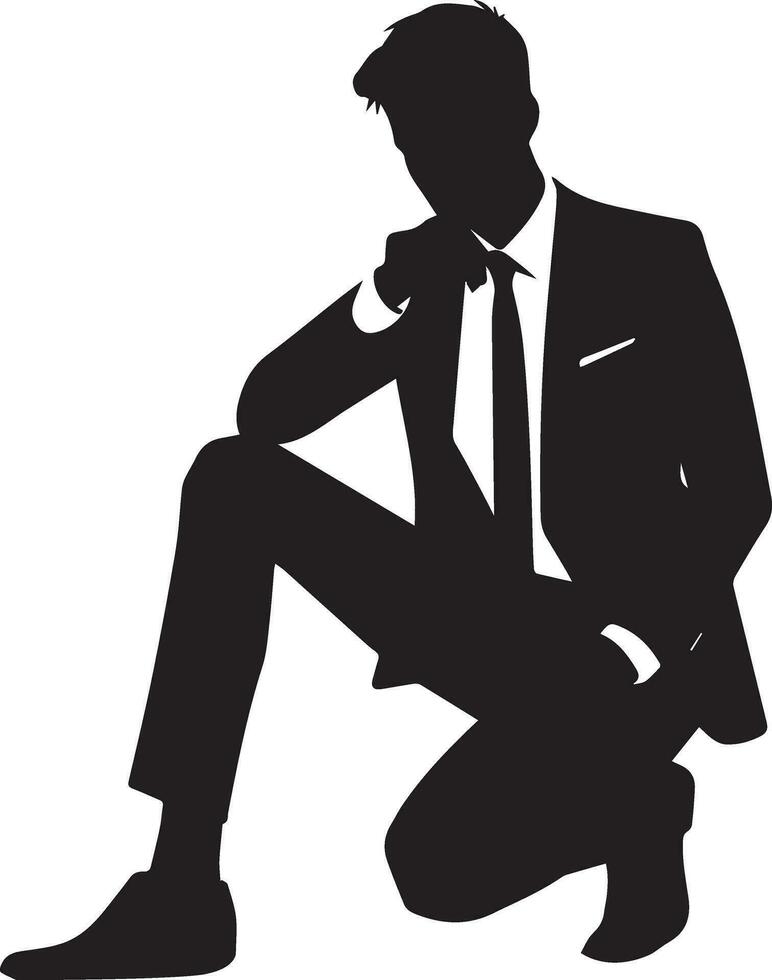 Business man pose vector silhouette black color 13