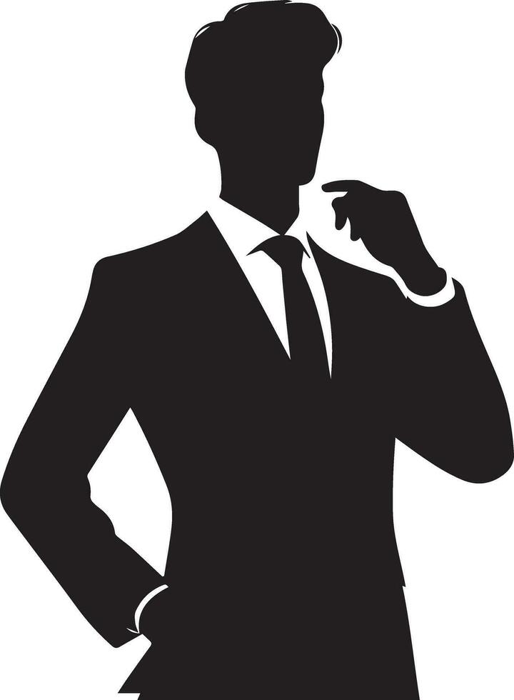 Business man pose vector silhouette black color 2