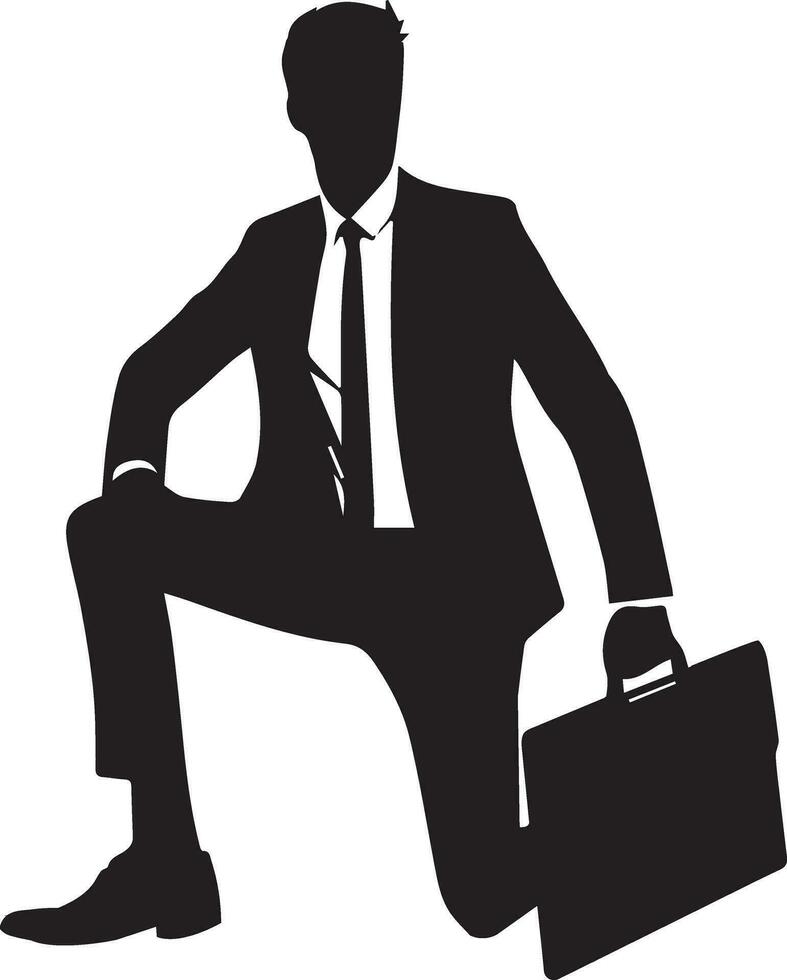 Business man pose vector silhouette black color 7