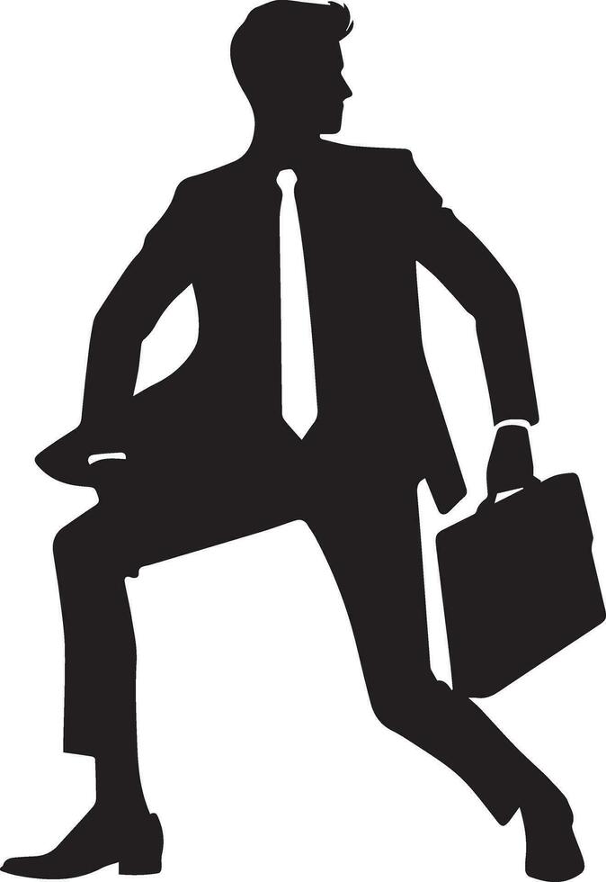 Business man pose vector silhouette black color 15