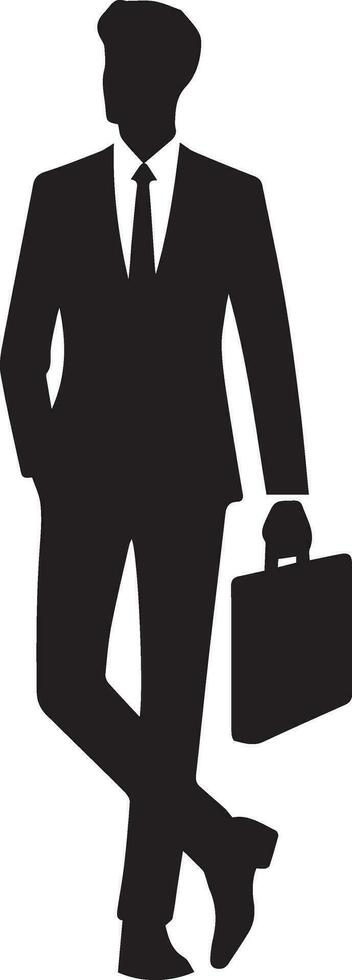 Business man pose vector silhouette black color 17