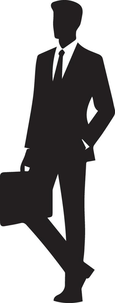 Business man pose vector silhouette black color 9