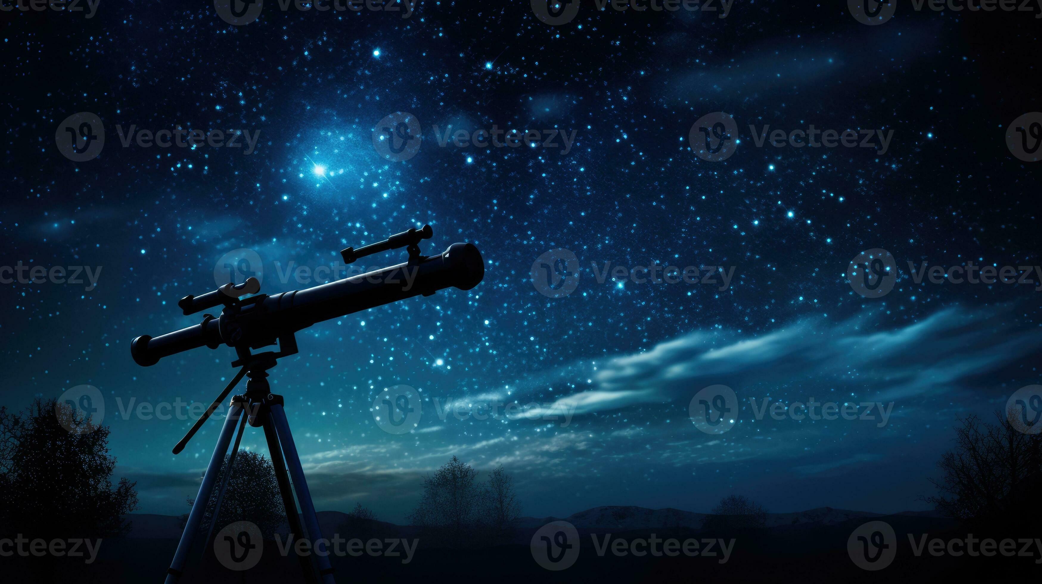 AI generated Stunning view of the starry sky with a telescope