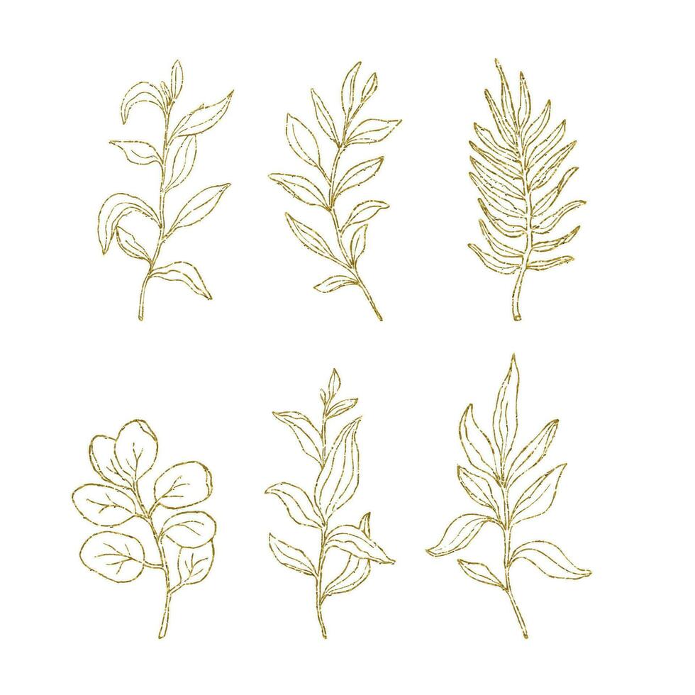 Golden leaves set vector