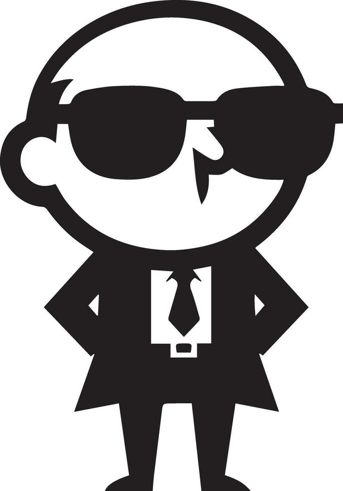 minimal funny carton business man vector silhouette, black color silhouette, white background 2