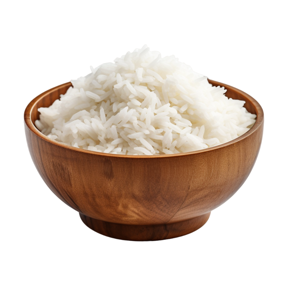 AI generated Jasmine rice served in a wooden dish png