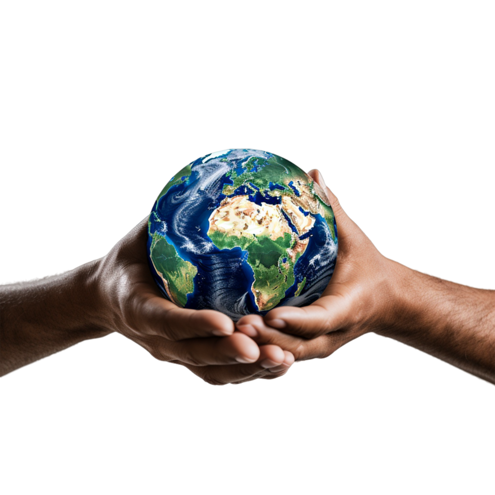 AI generated International volunteer day volunteer hands hold the earth 3d render png