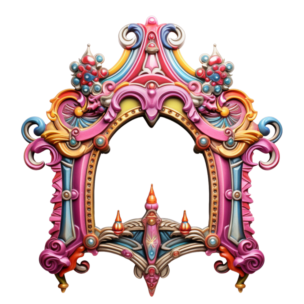 AI generated Ornate Decorative Frame with Mirror png