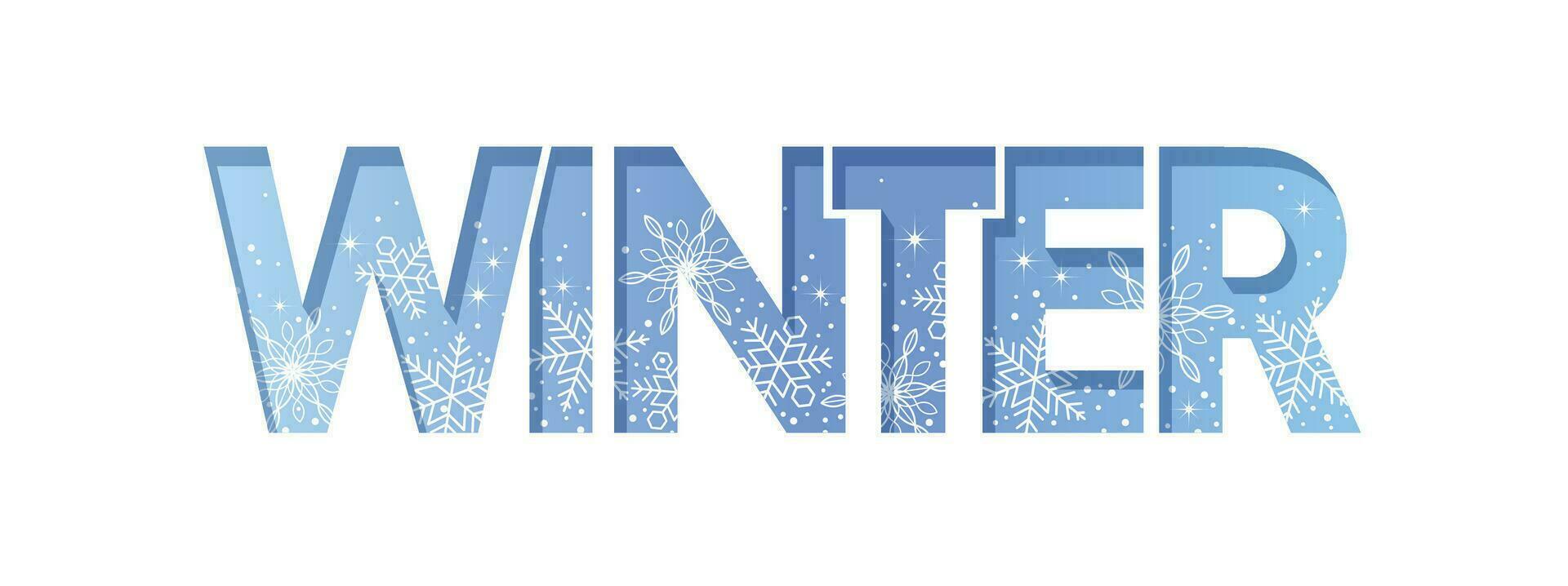 Decorative 3D Relief Winter Logo. Vector Illustration Isolated On A White Background.