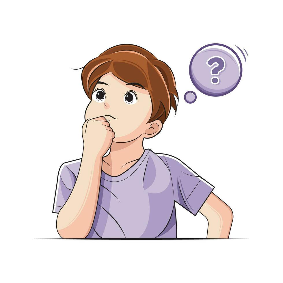 Smart kid. a boy is thinking. Vector illustration