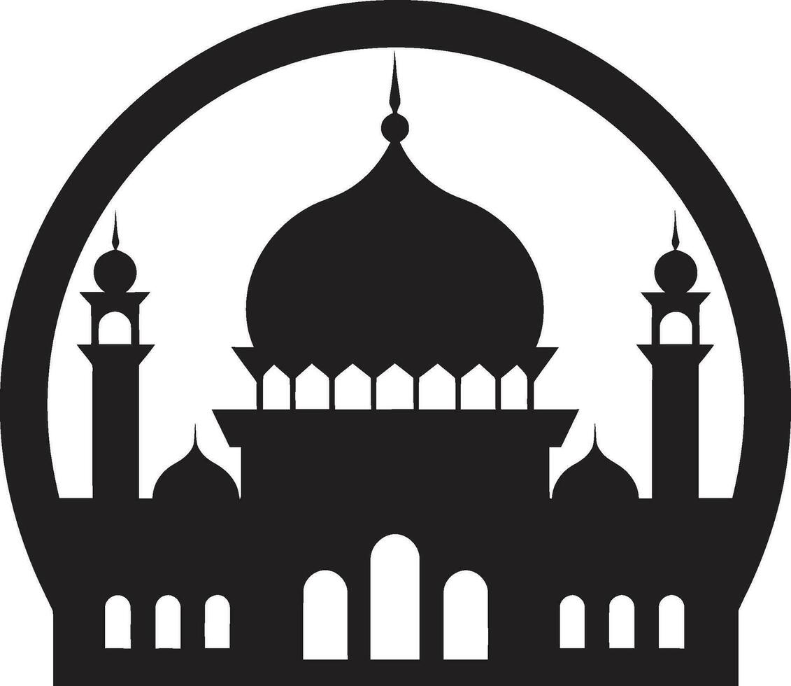 Tranquil Towers Mosque Icon Vector Serene Structure Emblematic Mosque Icon