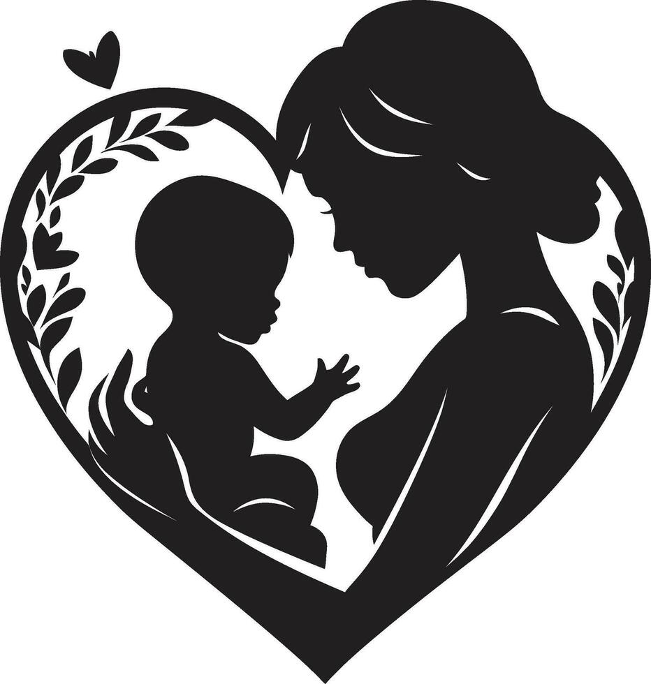 Tender Ties Emblematic Woman and Child Unconditional Care Mothers Day Emblem vector