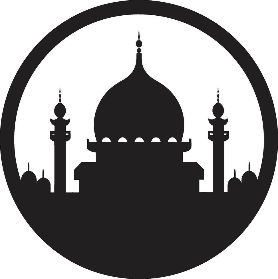 Serene Sanctuary Mosque Logo Design Divine Architecture Mosque Iconic Emblem vector