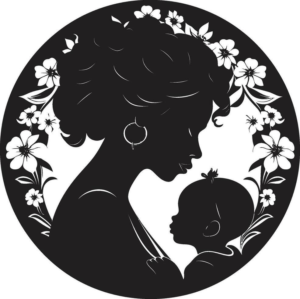 Unconditional Care Mothers Day Emblem Nurturing Moments Logo of Motherhood vector