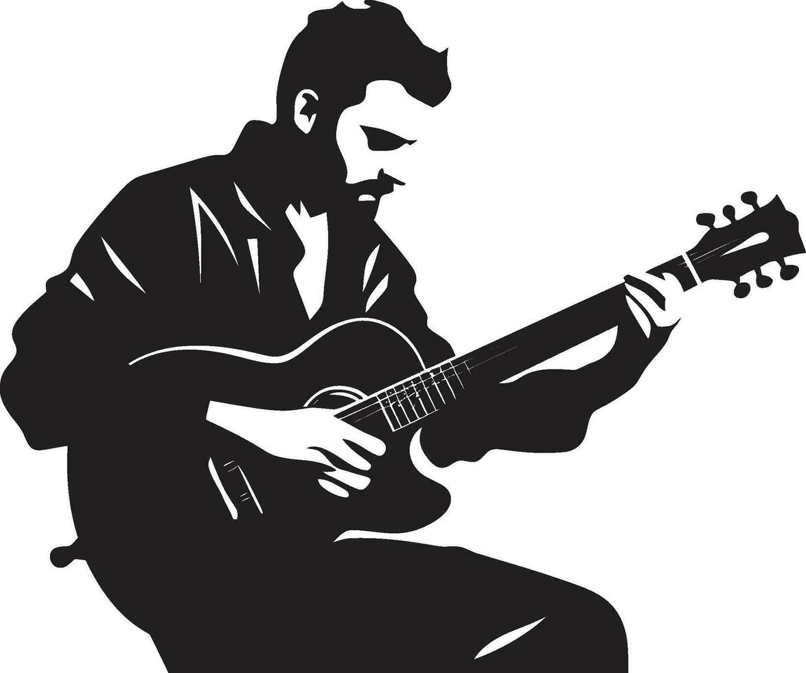 melódico musa guitarra jugador icono vector serenata estilo músico emblema diseño