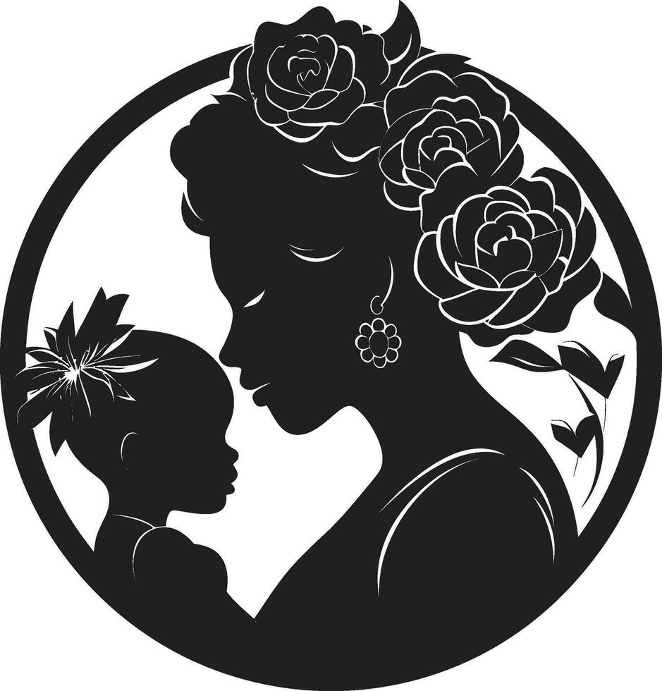 Cherished Connection Iconic Design Maternal Love Woman and Child Logo vector