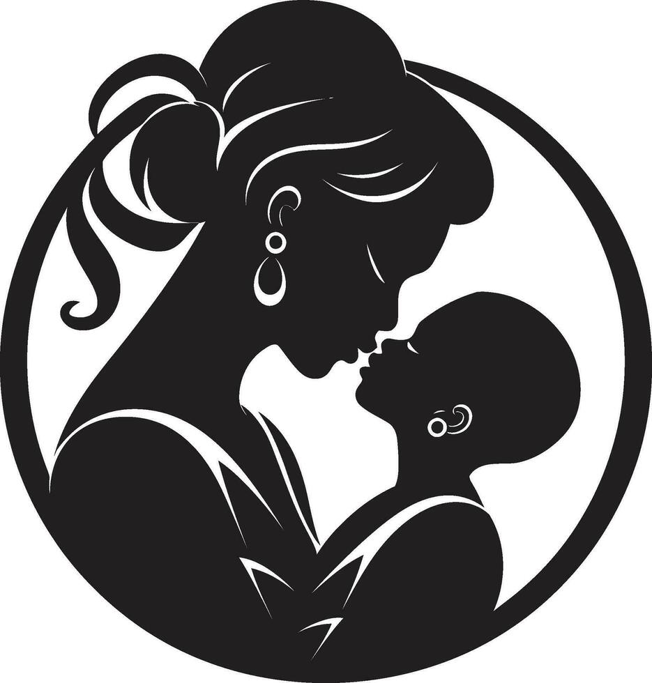 Cherished Connection Emblem of Mothers Day Maternal Love Woman and Child Emblem 35908746 Vector
