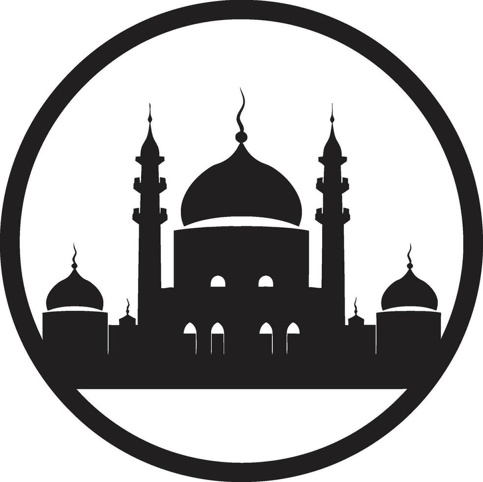 Spiritual Skyline Mosque Logo Vector Hallowed Hallmark Iconic Mosque Emblem
