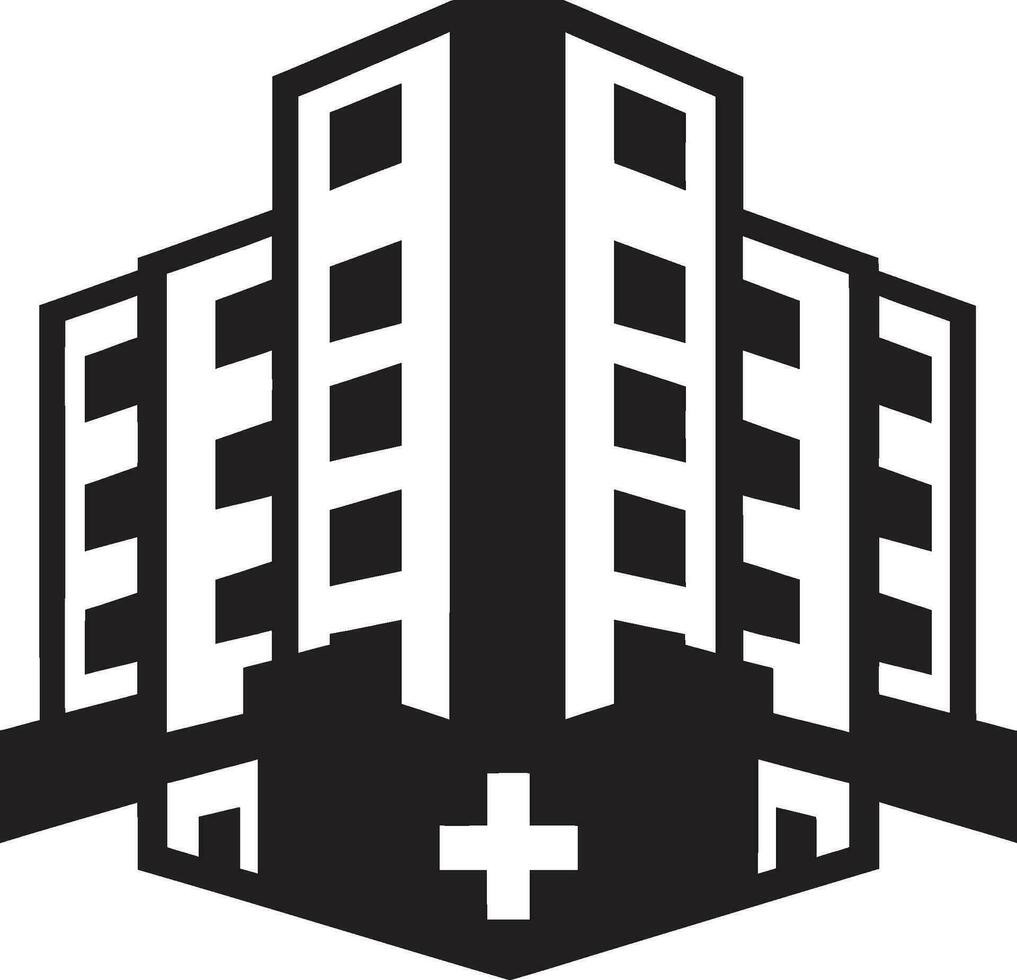 vigilante torre hospital edificio vector médico nexo clínica logo icono