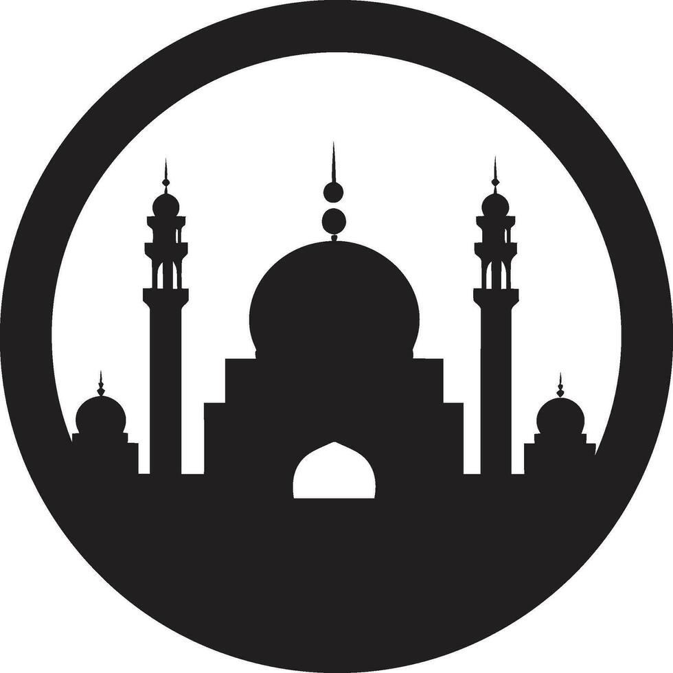 mezquita de tranquilidad emblemático diseño fiel edificio mezquita logo icono vector