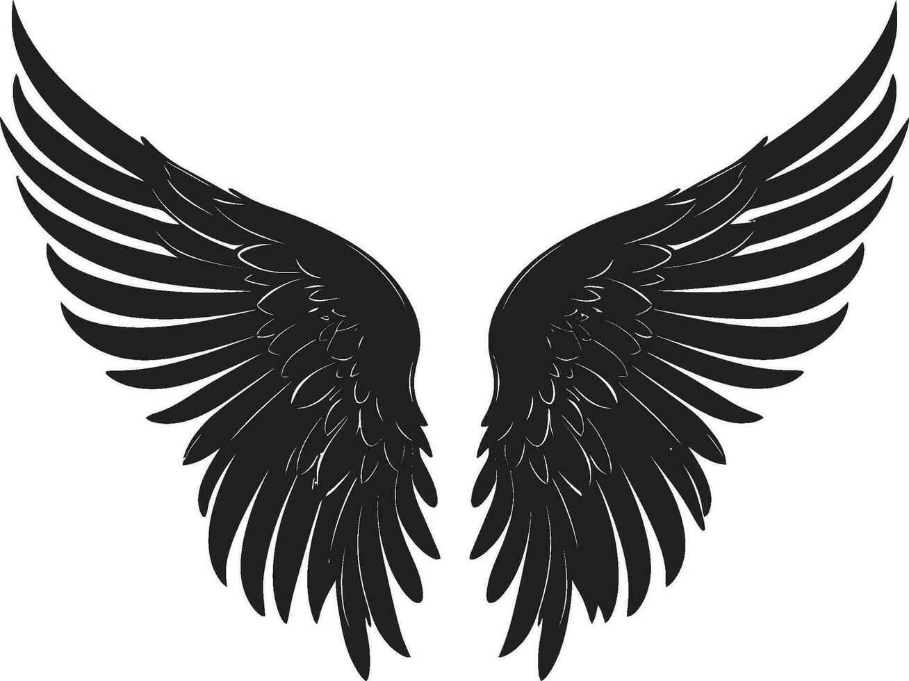 angelical aura alas emblemático logo agraciado guardián ángel icono vector