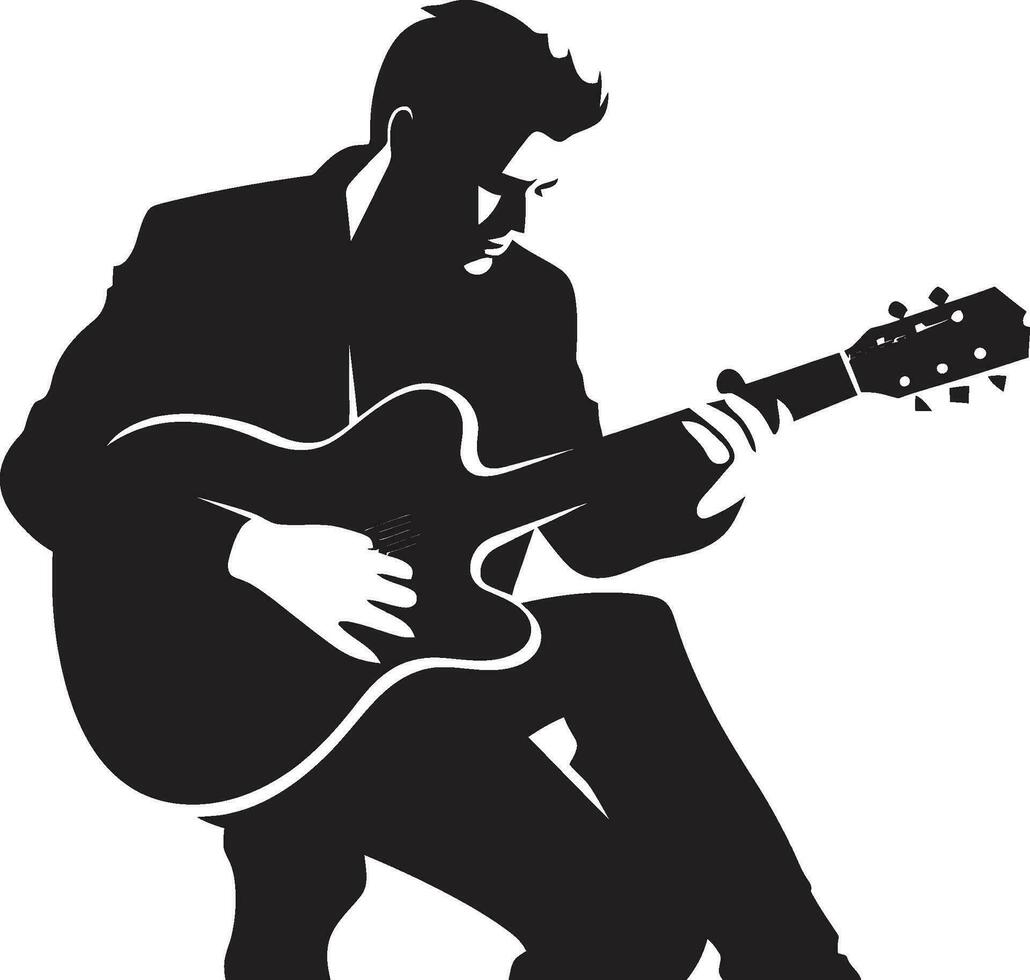 Acoustic Aura Musician Logo Graphic Rhythm Rapture Guitar Player Emblem Design vector