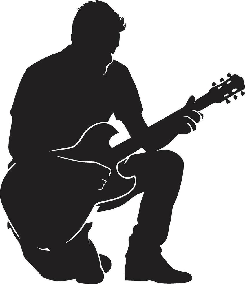 ritmo ensueño guitarrista icono vector cuerda sinfonía músico emblemático emblema